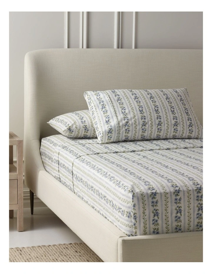 Printed Cotton Sheet Set in Blue Floral image 1