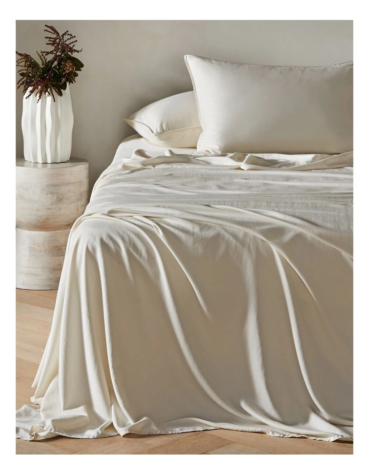 Palm Cove Washed Bamboo Cotton Sheet Set in Sandshell image 1
