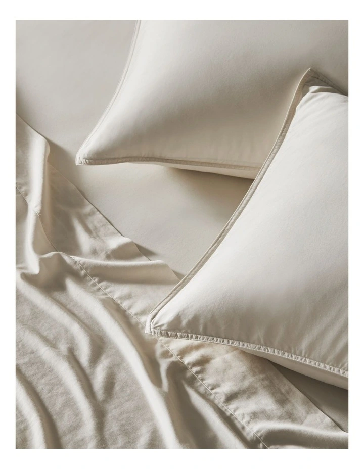 Palm Cove Washed Bamboo Cotton Sheet Set in Sandshell image 2