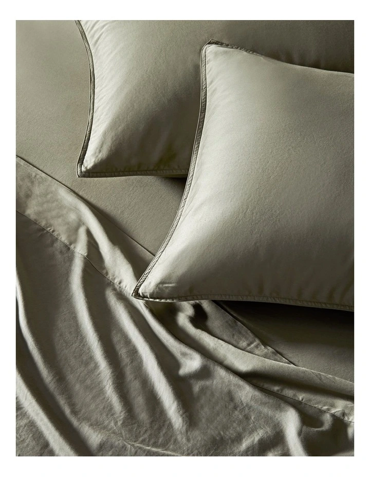 Palm Cove Washed Bamboo Cotton Sheet Set in Leaf image 2