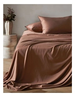 Palm Cove Washed Bamboo Cotton Sheet Set in Clay