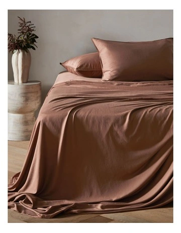 Palm Cove Washed Bamboo Cotton Sheet Set in Clay