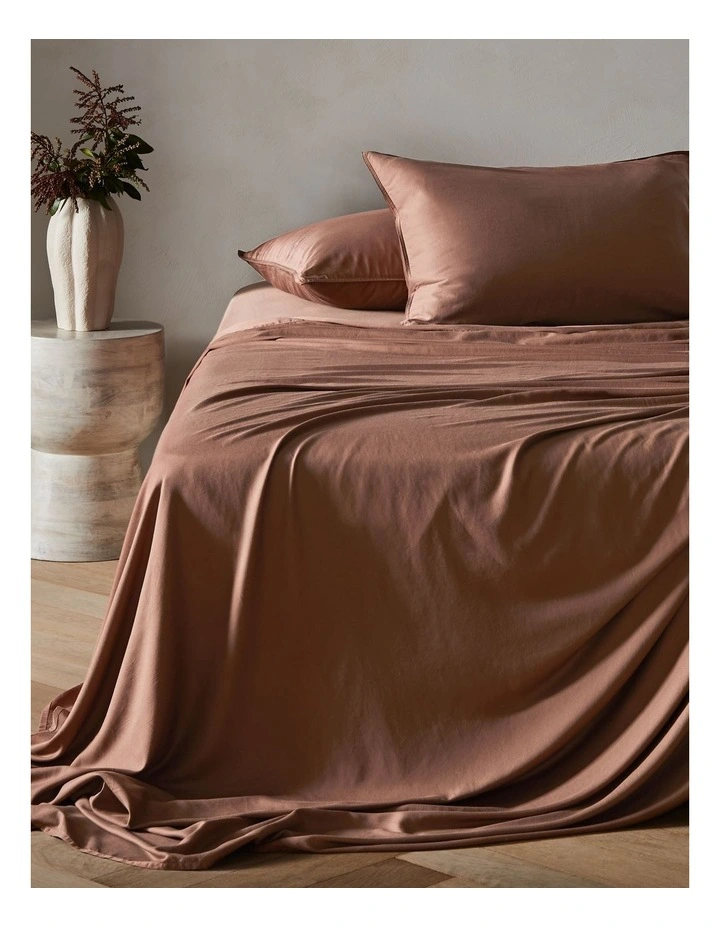 Palm Cove Washed Bamboo Cotton Sheet Set in Clay image 1