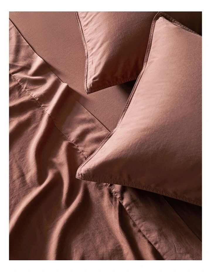 Palm Cove Washed Bamboo Cotton Sheet Set in Clay image 2