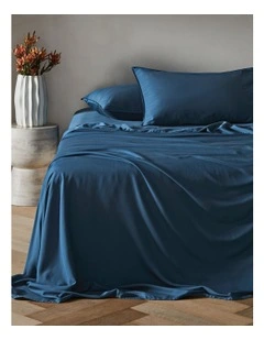 Palm Cove Washed Bamboo Cotton Sheet Set in Deep Sea