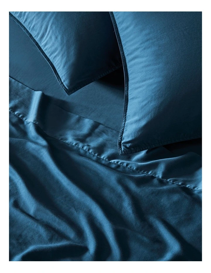 Palm Cove Washed Bamboo Cotton Sheet Set in Deep Sea image 2