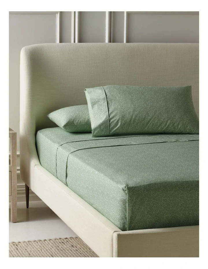 Printed Cotton Sheet Set in Green Leaf image 1