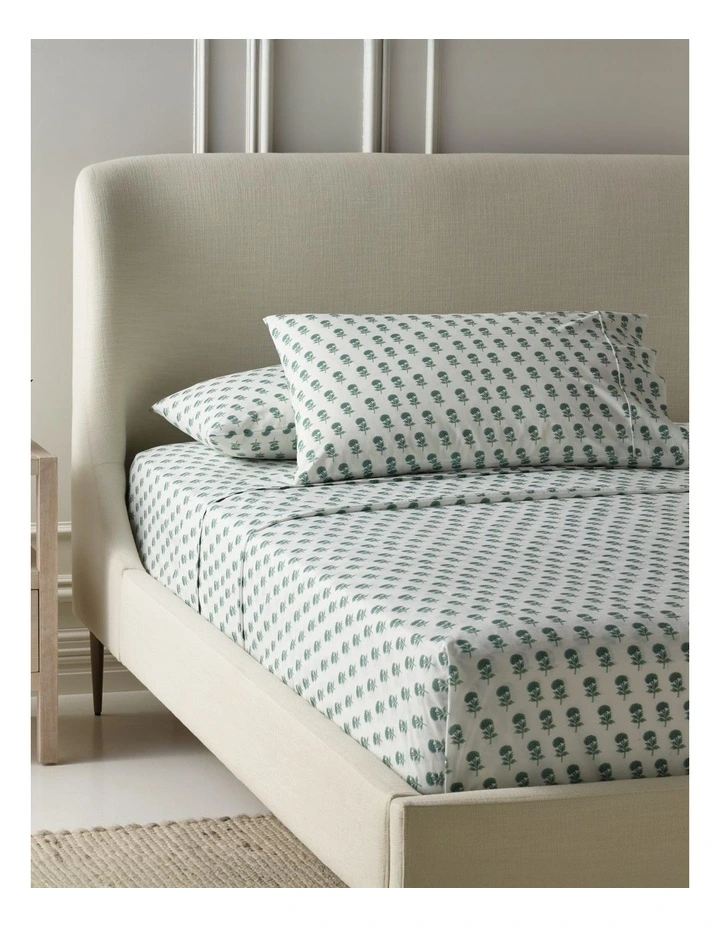 Printed Cotton Sheet Set in Woodblock image 1