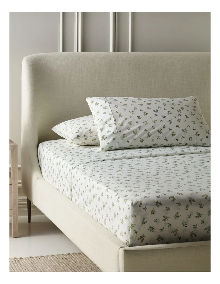 Printed Cotton Blend Sheet Set in Green image 1