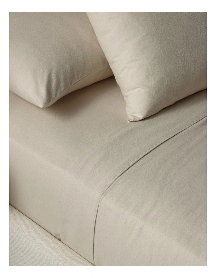 Cotton Flannelette Sheet Set in Natural image 2