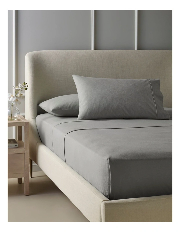 Cotton Flannelette Sheet Set in Silver image 1