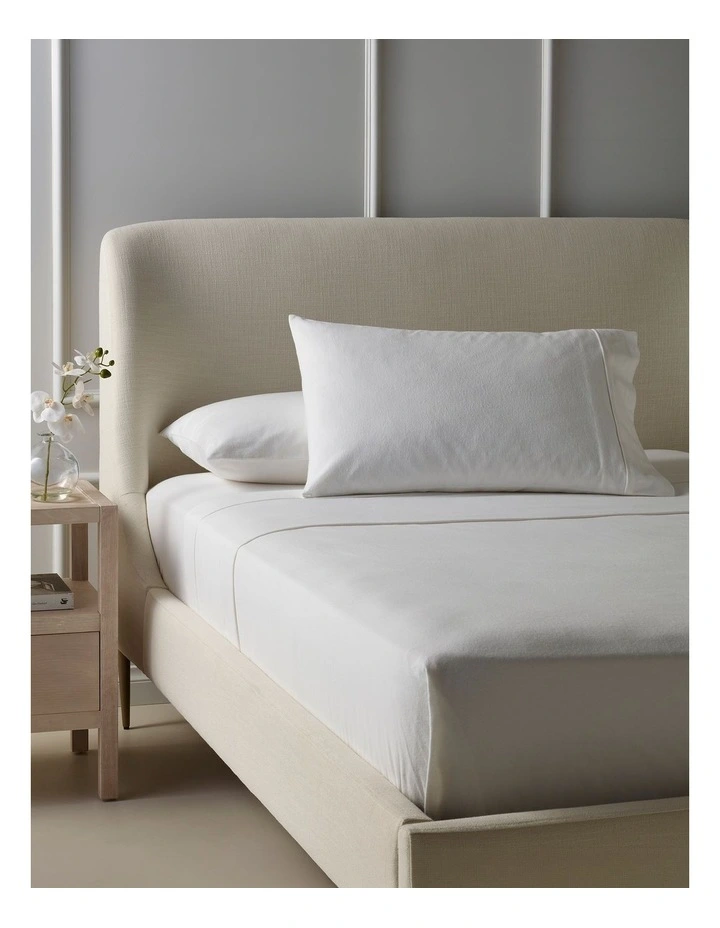 Cotton Flannelette Sheet Separates in White image 1