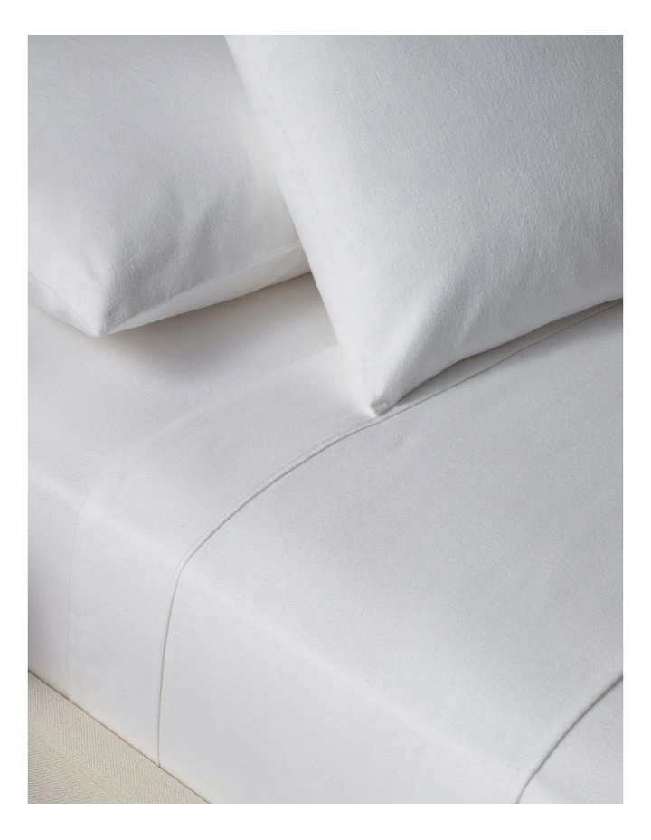 Cotton Flannelette Sheet Separates in White image 2