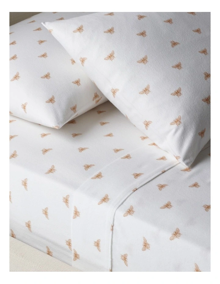 Printed Cotton Flannelette Sheet Set in Bee Print image 2