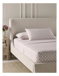 Printed Cotton Flannelette Sheet Set in Plum Trellis