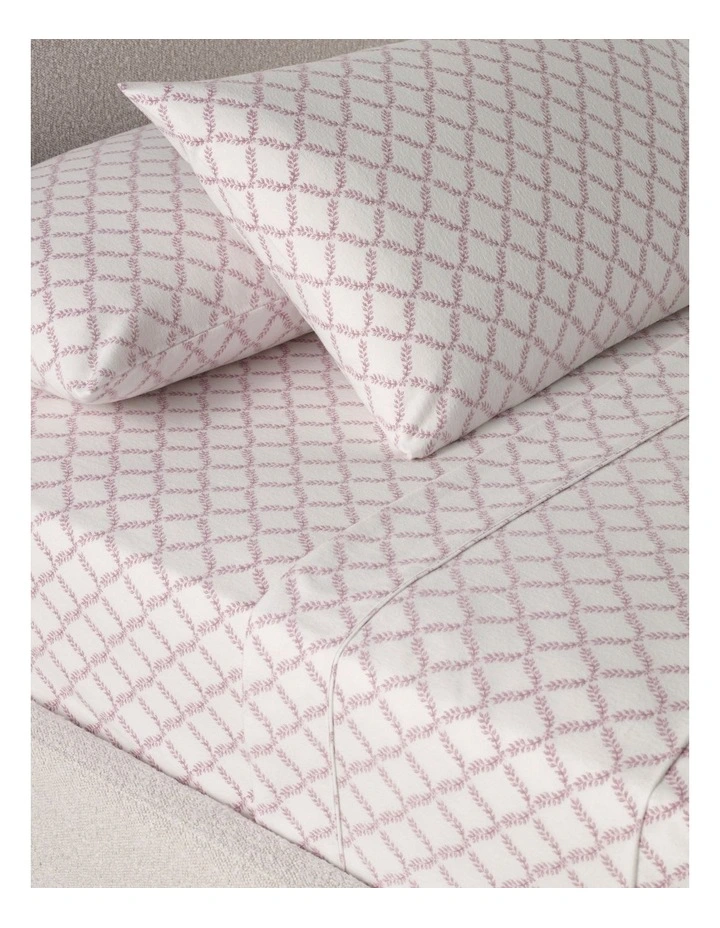 Printed Cotton Flannelette Sheet Set in Plum Trellis image 2