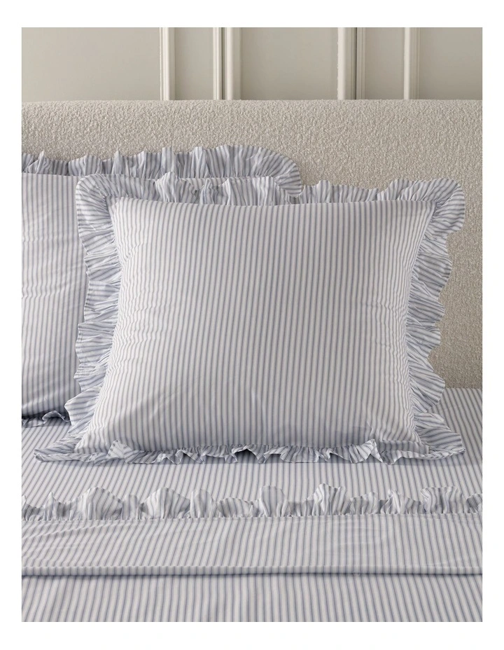 Printed Cotton Ruffle Sheet Set in Blue Stripe image 3