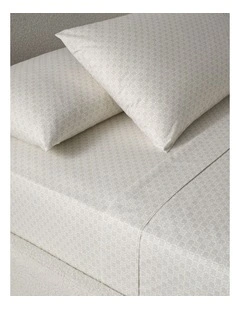 Printed Cotton Sheet Set in Natural Tile