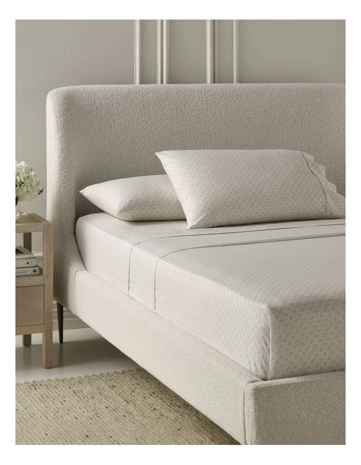 Printed Cotton Sheet Set in Natural Tile image 2