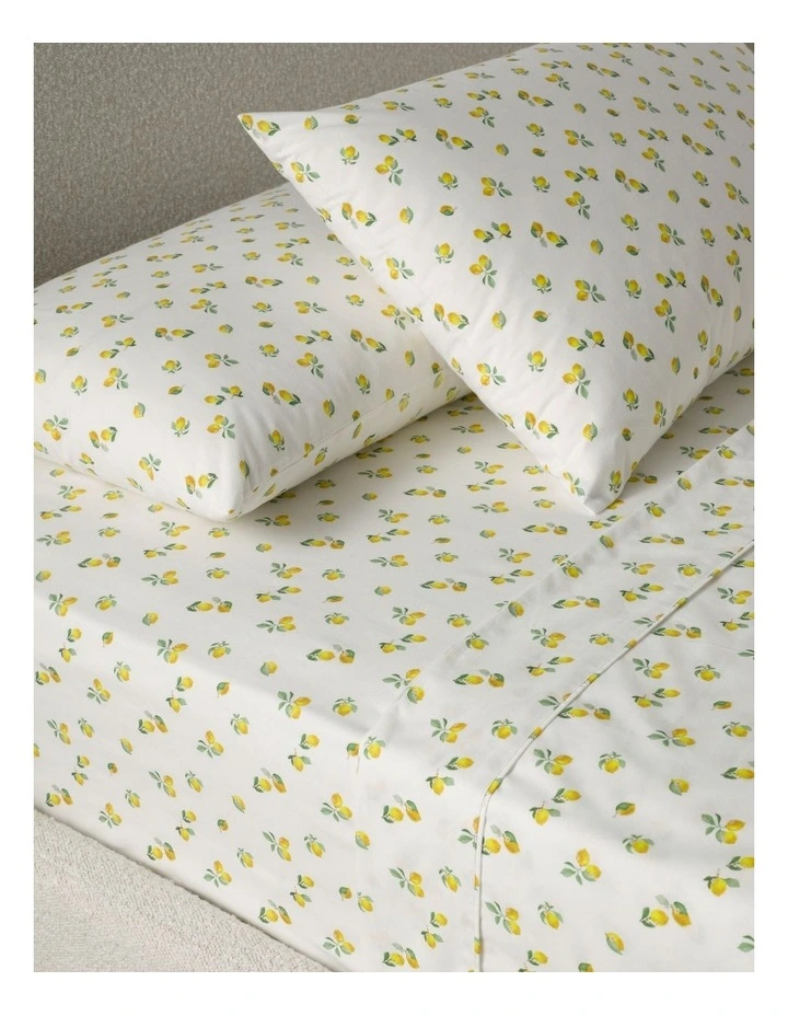 Printed Cotton Sheet Set in Lemon image 1