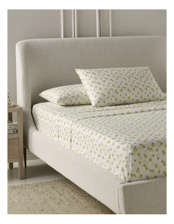 Printed Cotton Sheet Set in Lemon image 2