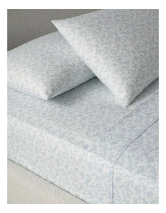 Printed Cotton Sheet Set in Blue Toile