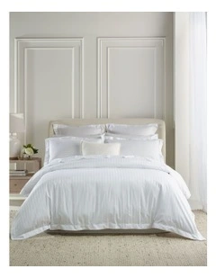 Hotel Collection 500TC Cotton Jacquard Quilt Cover Set in White
