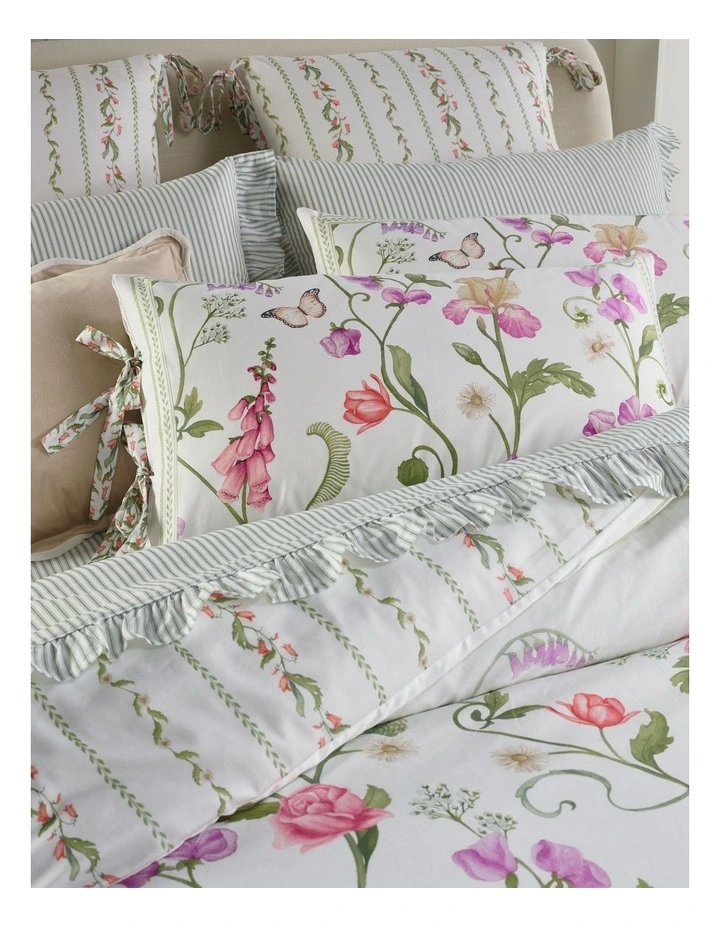 Garden Party Cotton Sateen Quilt Cover Set in White image 3