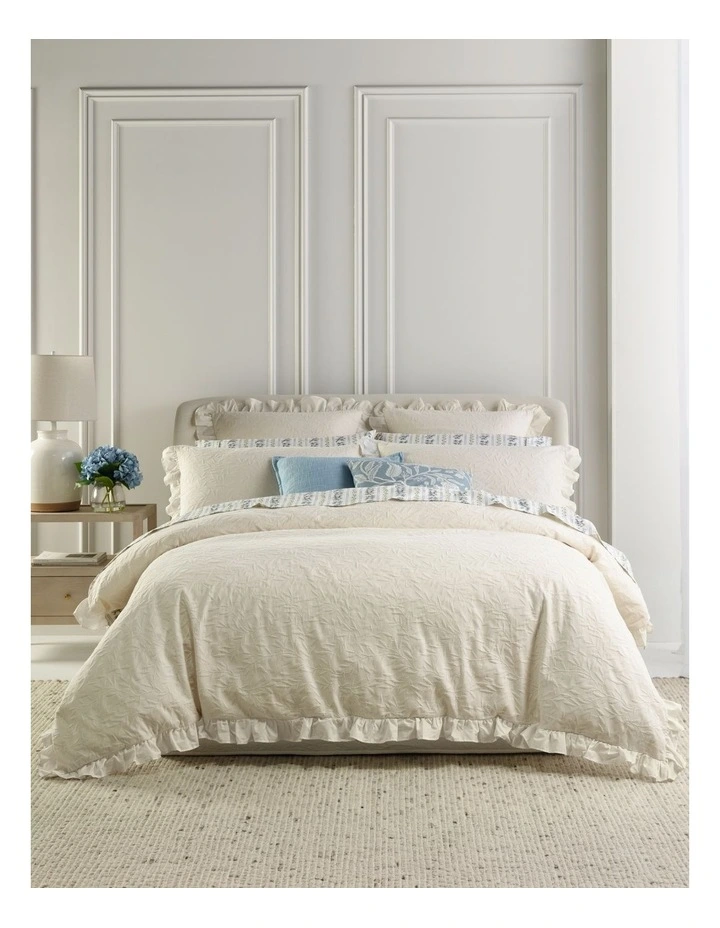 Cecilia Cotton Matelasse Quilt Cover Set in Ecru image 1