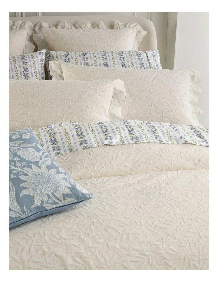 Cecilia Cotton Matelasse Quilt Cover Set in Ecru image 3