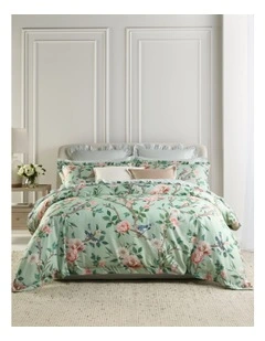 Florence Cotton Sateen Quilt Cover Set in Sage