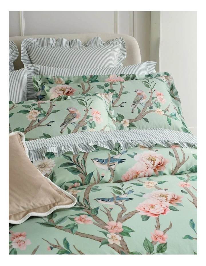 Florence Cotton Sateen Quilt Cover Set in Sage image 3