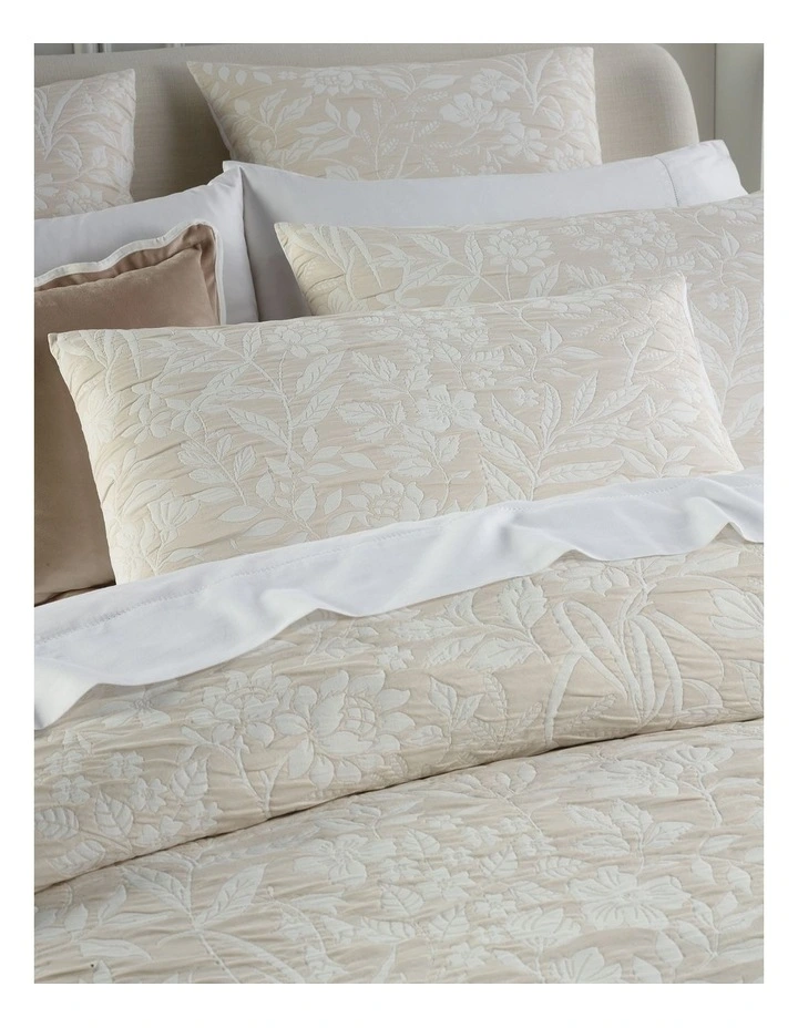 Eloise Floral Jacquard Quilt Cover Set in Shell image 3