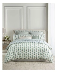Rosalind Quilted Cotton Quilt Cover Set in Soft Blue