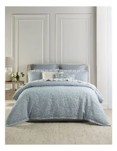 Evelyn Matelass Quilt Cover Set in Blue