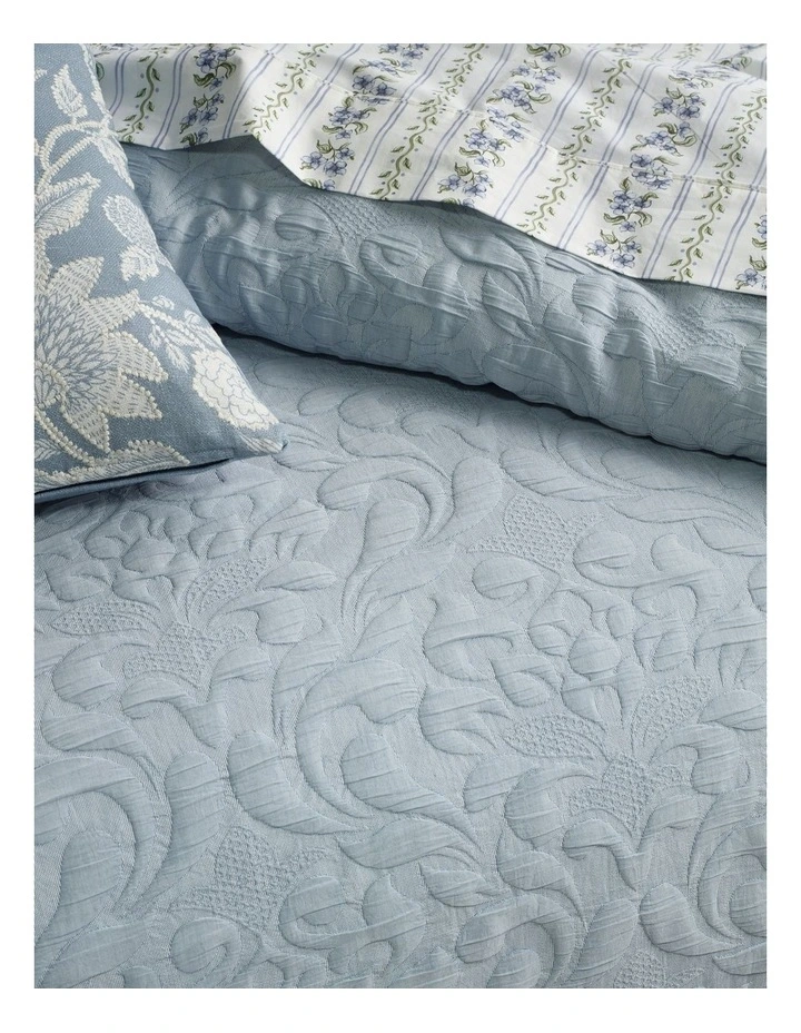 Evelyn Matelass Quilt Cover Set in Blue image 2