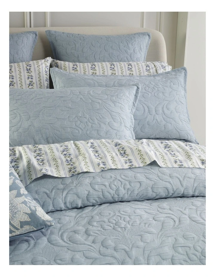 Evelyn Matelass Quilt Cover Set in Blue image 3