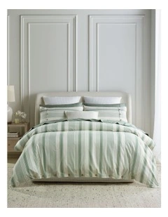 Beaufort Yarn Dye Cotton Stripe Quilt Cover Set in Sage