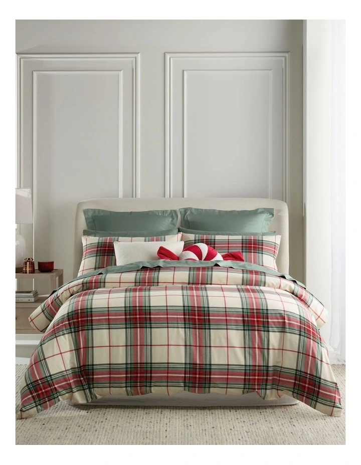Tartan Yarn Dye Cotton Quilt Cover Set in Red image 1