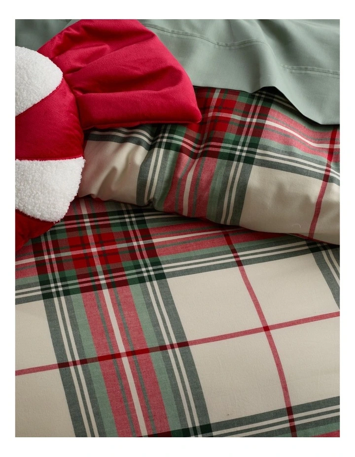 Tartan Yarn Dye Cotton Quilt Cover Set in Red image 2