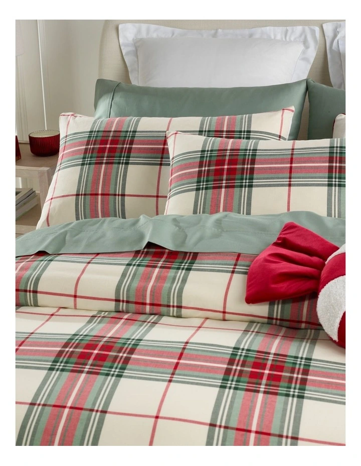 Tartan Yarn Dye Cotton Quilt Cover Set in Red image 3
