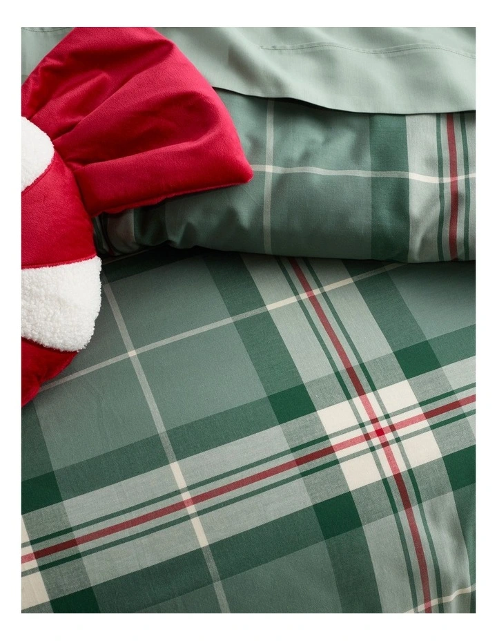 Tartan Yarn Dye Cotton Quilt Cover Set in Pine Green image 2
