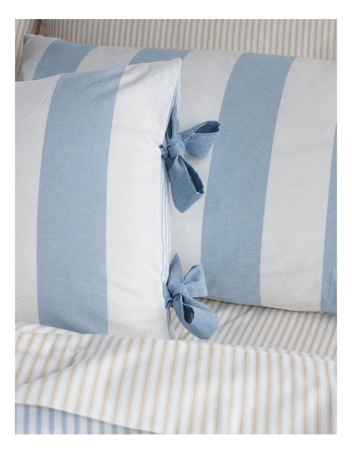 Summer Stripe Yarn Dye Cotton Quilt Cover Set in Blue image 2
