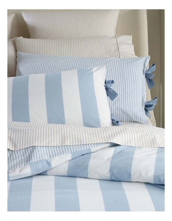 Summer Stripe Yarn Dye Cotton Quilt Cover Set in Blue image 3