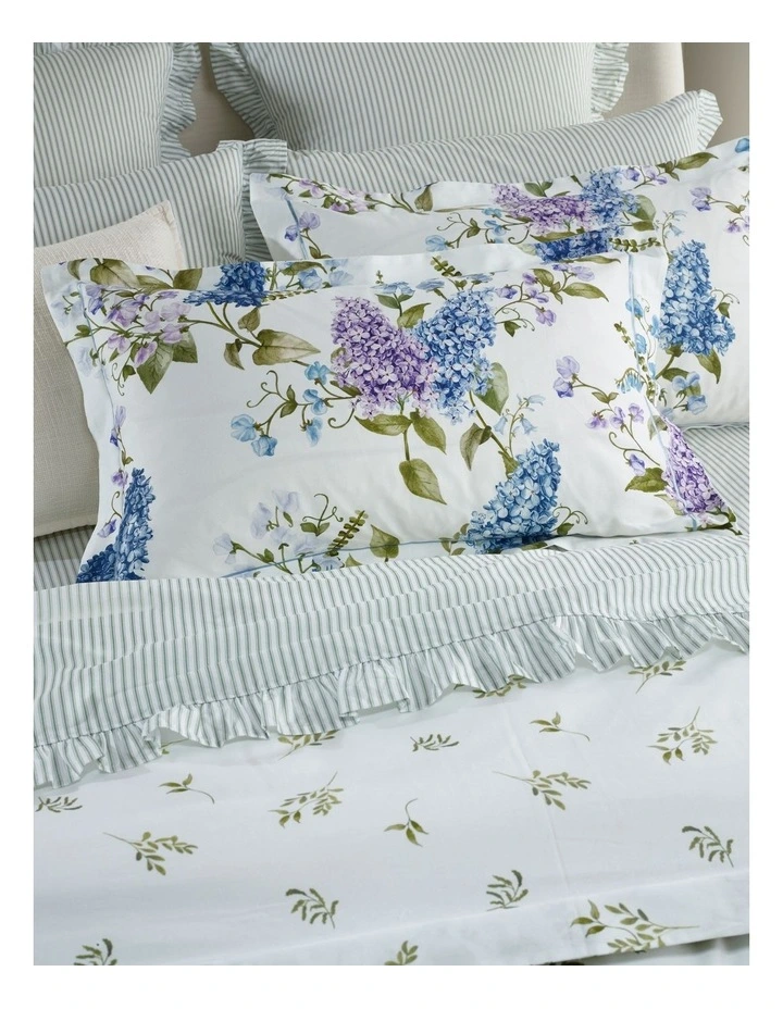 Lilac & Sweet Pea Cotton Sateen Quilt Cover Set in Blue image 2