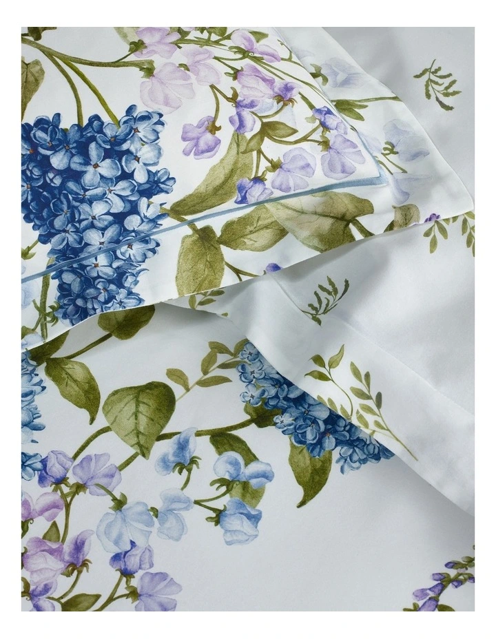 Lilac & Sweet Pea Cotton Sateen Quilt Cover Set in Blue image 3