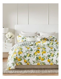 Lemon Cotton Sateen Quilt Cover Set in Yellow