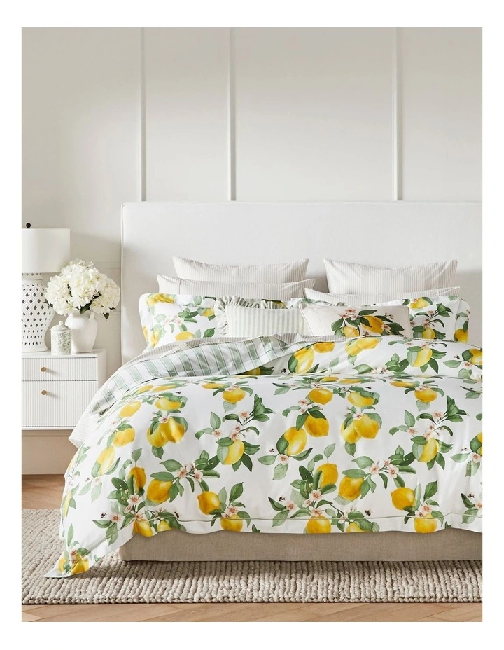 Lemon Cotton Sateen Quilt Cover Set in Yellow image 1