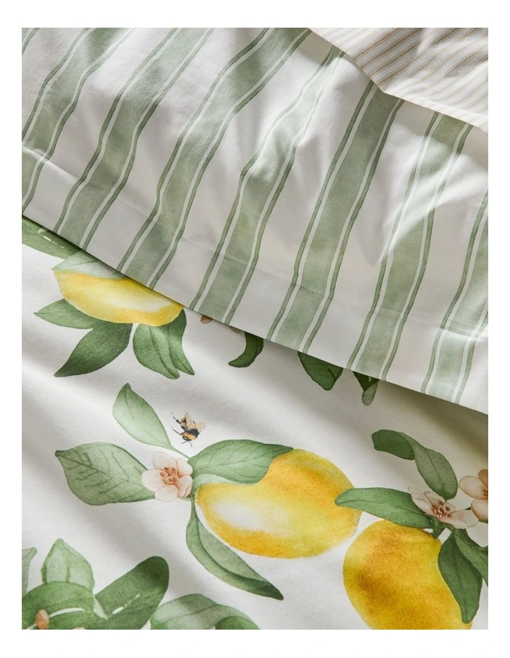 Lemon Cotton Sateen Quilt Cover Set in Yellow image 3