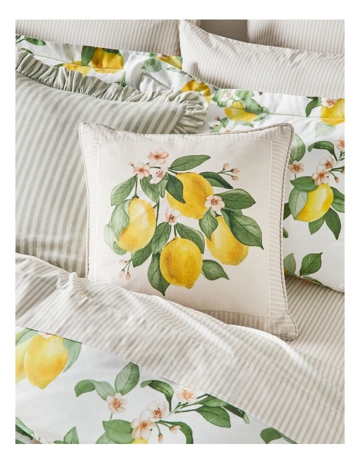 Lemon Cotton Sateen Quilt Cover Set in Yellow image 4